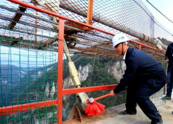 glass walk way installation